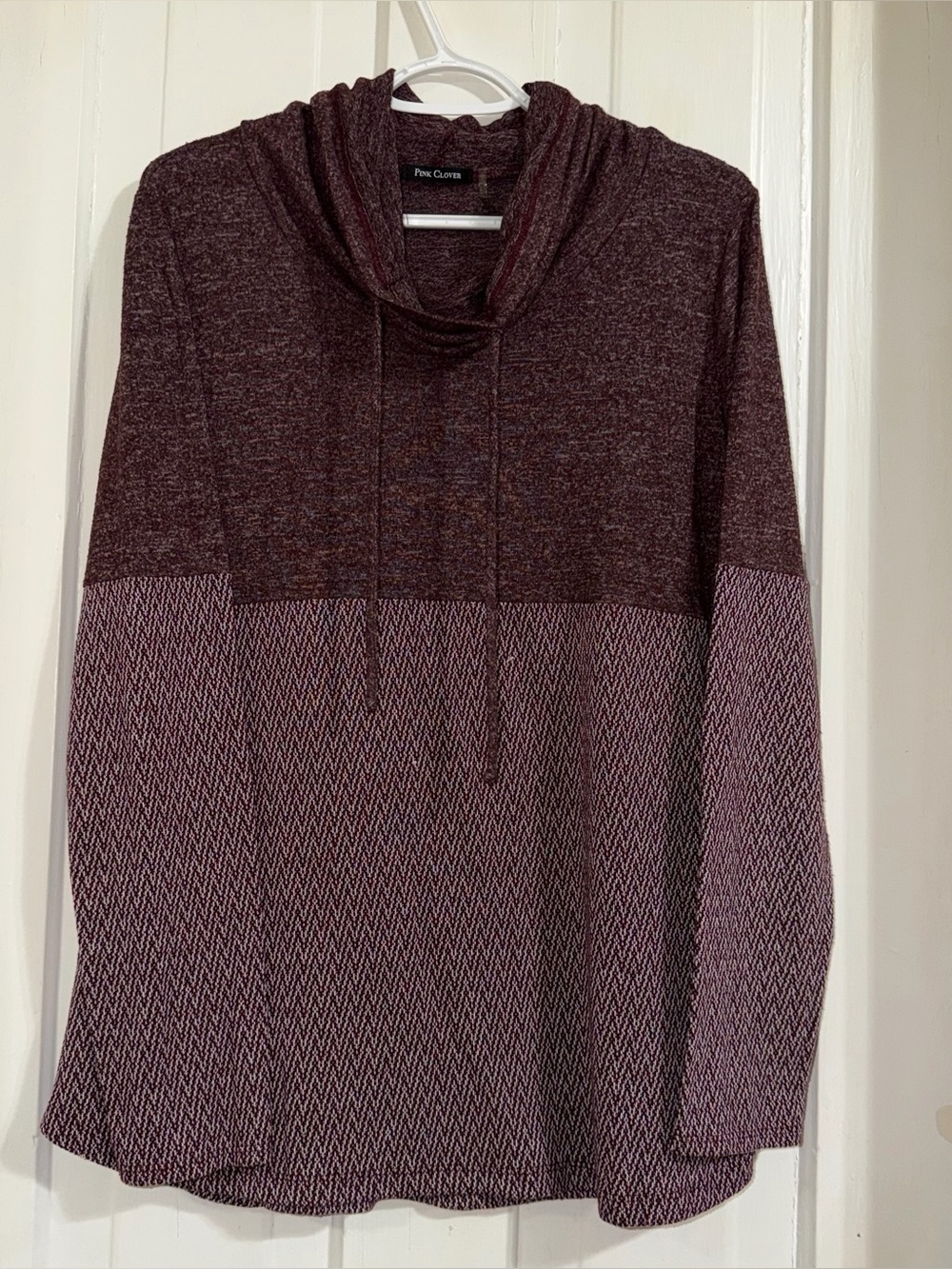 Women's size large shirt top Two-Tone Marled Burgundy Sweater